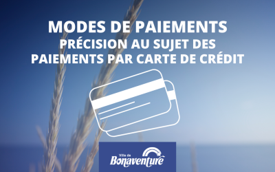 PRÉCISIONS CONCERNANT LES PAIEMENTS PAR CARTE DE CRÉDIT